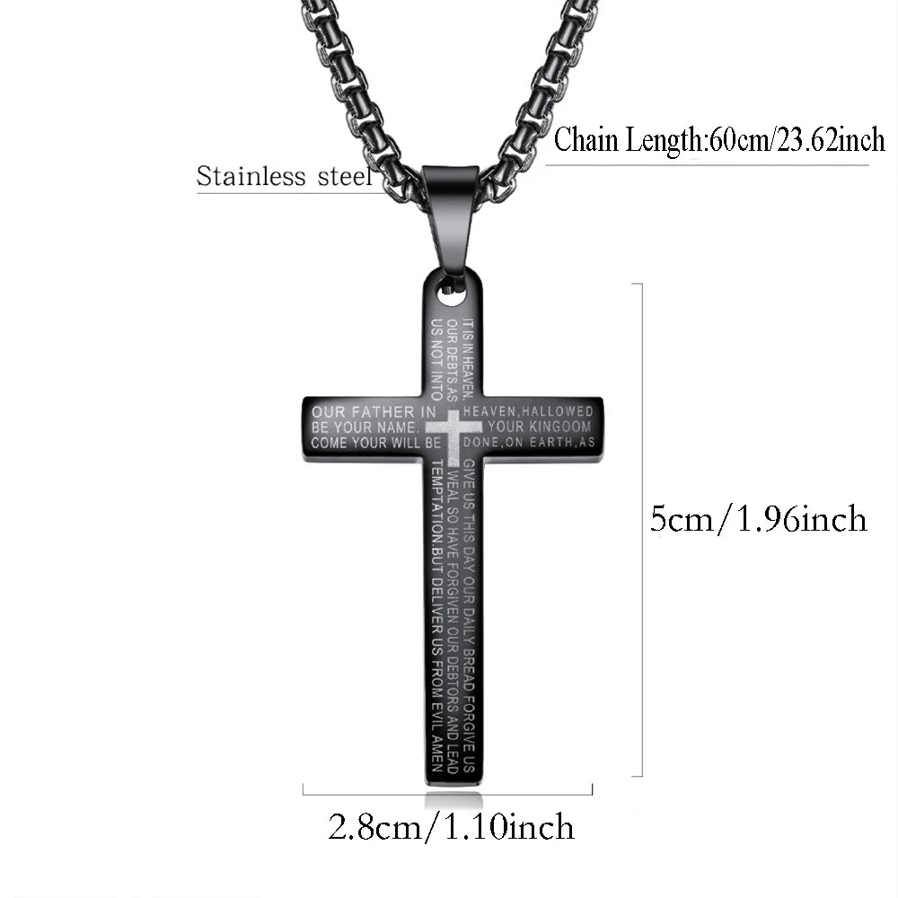 Bibel Jesus Kors Halskæde - Hip Hop Pendant i Rustfrit Stål