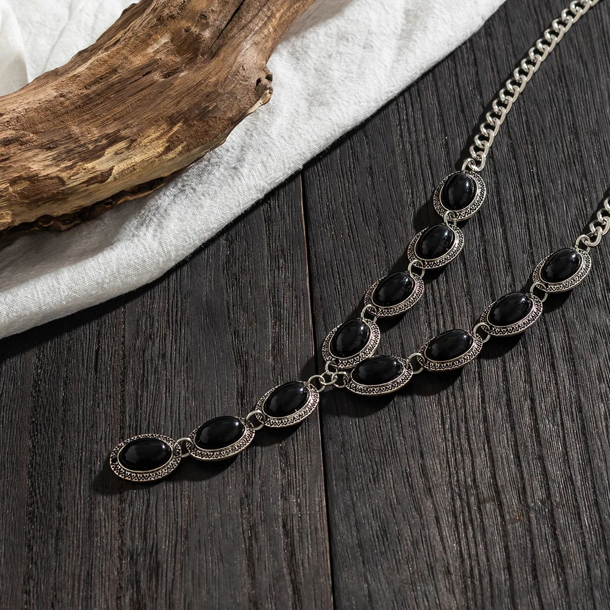 Retro Turkis Y-Halskæde - Flerfarvede Perler med Kvast