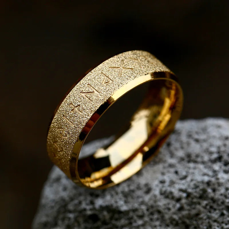 Vintage Viking Odin Rune Ring - Nordisk Amulet Ring i Rustfrit Stål til Mænd