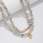 Retro Hjerte Halskæde - Flerlagsperler i Uregelmæssig Stil