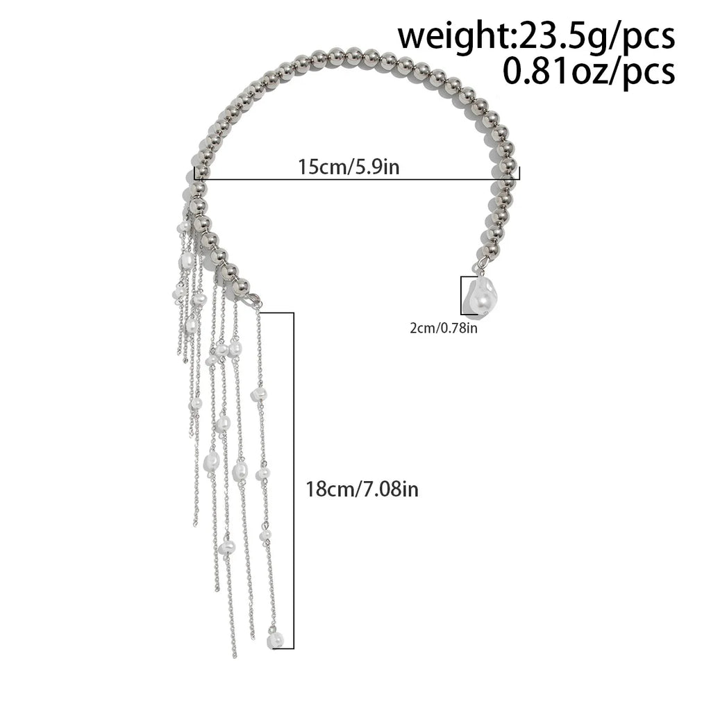 Retro Perle Halskæde - Uregelmæssig Kvast Vedhæng i Sølv
