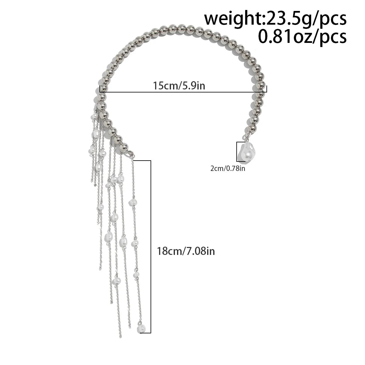 Retro Perle Halskæde - Uregelmæssig Kvast Vedhæng i Sølv