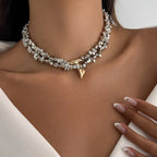 Retro Hjerte Halskæde - Flerlagsperler i Uregelmæssig Stil