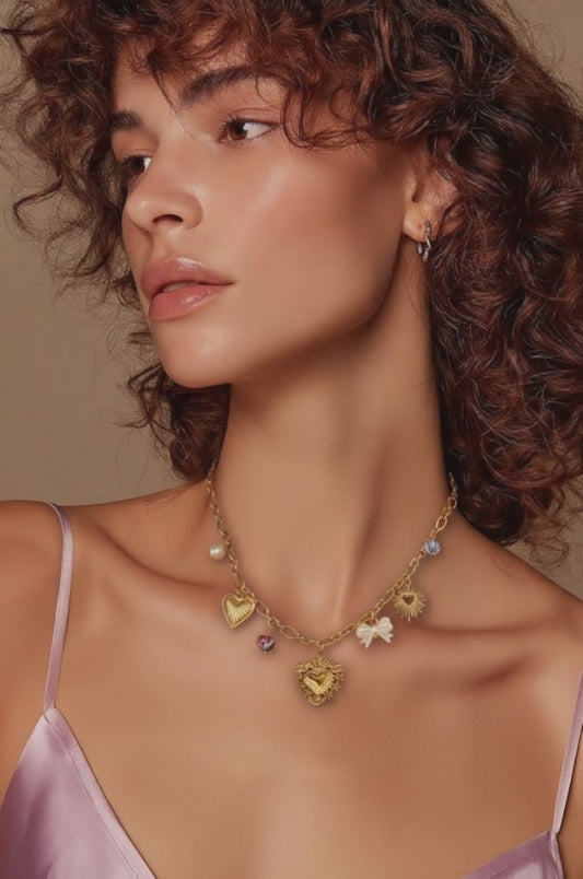 Beloved guldbelagt hjerte halskæde - rustfrit stål