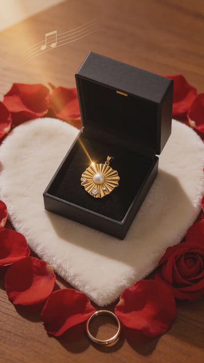 Luminous perle halskæde - guldbelagt rustfrit stål med cubic zirconia vedhæng